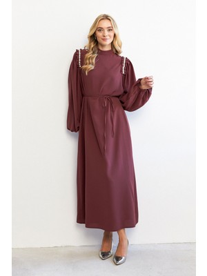 Nova Omuz Detaylı Elbise - Gül Kurusu