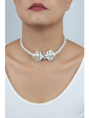 IM Design Zirkon Taşlı Cam Inci Choker Kolye