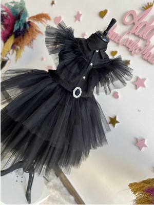 Kız Çocuk Wednesday Elbise, Wednesday Siyah Balo Elbise, Wednesday Kostüm