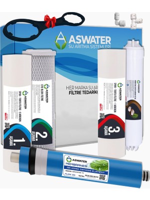 As Water Ihlas Aura Cebilon Compact  Uyumlu Aw 5'li Filtresi Seti Tüm Açık Kasa (Housingli) Cihazlar ile Uyumlu 5 Aşamalı Arıtma Filtre Seti Arıtma Filtresi