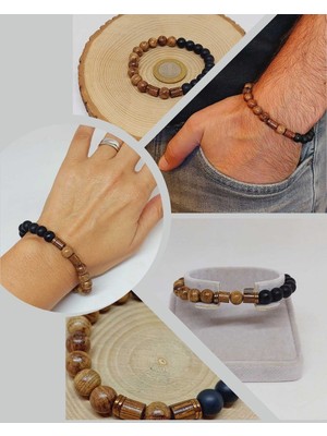 Yaşam Tohumu Kör Diken Ağacı & Oniks Taşı 8mm  Tasarım Bileklik Hawaii Model (5125-1)
