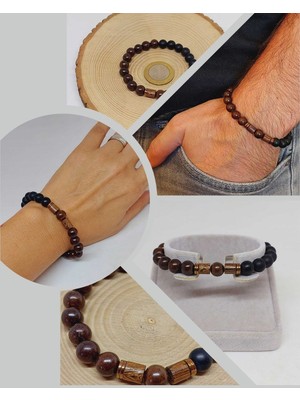 Yaşam Tohumu Ceviz Ağacı & Oniks Taşı 8mm  Tasarım Bileklik Hawaii Model (5125)