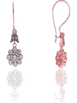 Söğütlü Silver Gümüş Rose Zirkon Taşlı Elmas Montürlü Çiçek Modeli Set SGTL11338SET