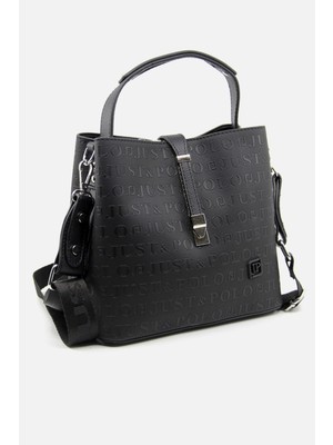Just Polo Baskı Desenli Su Geçirmez 3 Gözlü Kadın Omuz Çantası 22X20CM PBU4002