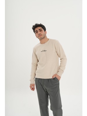 Unisex Pamuklu Bisiklet Yaka Sweatshirt