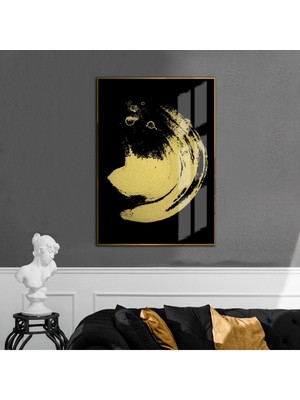 Harikabirev gold-Siyah Spiral Soyut Modeli 02|çerçeveli Temperli Cam Tablo Tekli Dikey