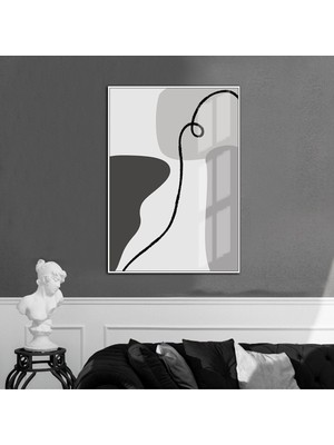 Harikabirev siyah-Mavi-Gri Soyut Model 02 |çerçeveli Temperli Cam Tablo Tekli Dikey