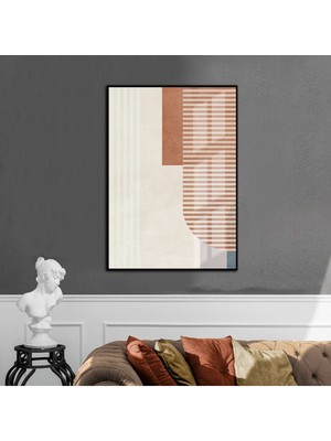 Harikabirev kırmızı-Beyaz-Gri Soyut Model 2  |çerçeveli Temperli Cam Tablo Tekli Dikey