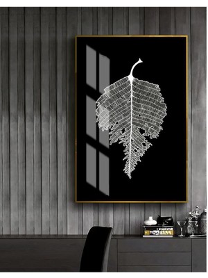 Harikabirev siyah-Beyaz Sevilen Kuş Tüyü 6 |çerçeveli Temperli Cam Tablo Tekli Dikey