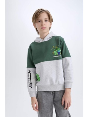 DeFacto Erkek Çocuk Minecraft Kapüşonlu Kalın Sweatshirt D6746A824WN