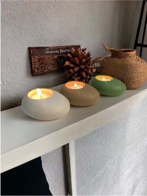 Ogish Concept Three Drops Beton Tealight Mumluk 3'lü Set | Alaçatı-Vizon-Avokado |