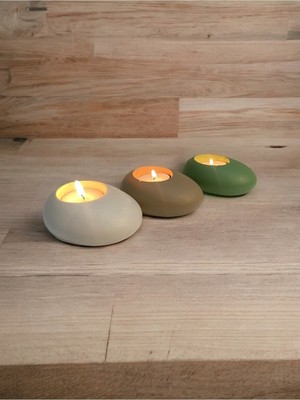 Ogish Concept Three Drops Beton Tealight Mumluk 3'lü Set | Alaçatı-Vizon-Avokado |