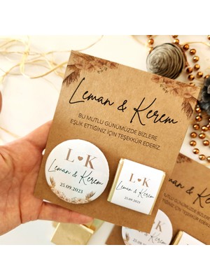 Kraft Kağıt Çikolata ve Magnet Nişan Söz Hediyelik 30 Adet