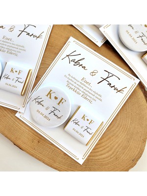 Gold Tasarımlı Çikolata ve Magnet Nişan Söz Hediyelik 30 Adet