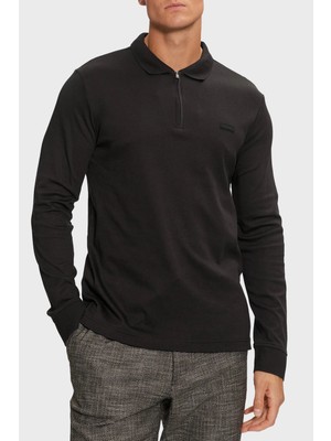 Calvin Klein % 100 Pamuk Slim Fit Yarım Fermuarlı Polo Yaka Sweat K10K113586BEH Erkek Sweat K10K113586 Beh