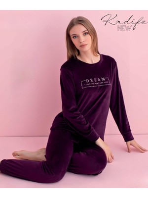 Pijamerry Kadın Kışlık Bisiklet Yaka Kadife Pijama Takımı 3041M - 1 Adet