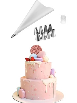 Krizantem 2li' Krema Sıkma Torbası Ucu Paslanmaz Çelik Krema Sıkma Aparatı Krem Şanti Sıkma Torbası Pasta Süsü