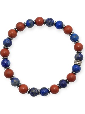 Dota Lapis Lazuli- Jasper  8 mm Özel Tasarım Doğal Taş Bileklik