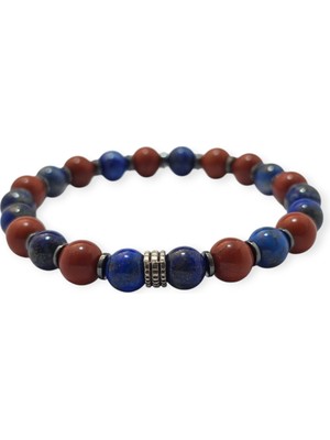 Dota Lapis Lazuli- Jasper  8 mm Özel Tasarım Doğal Taş Bileklik