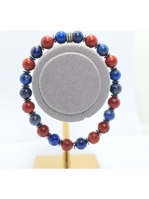 Dota Lapis Lazuli- Jasper  8 mm Özel Tasarım Doğal Taş Bileklik