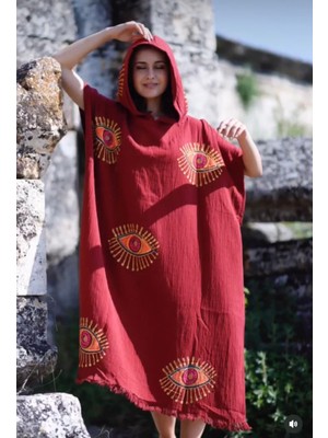 Renkli Grup Taş Baskı Kimono Kaftan