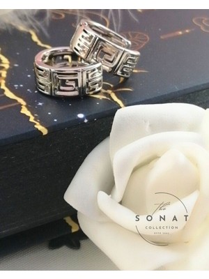 Sonat Collection Xuping Vip Seri Gümüş Renk Bordürlü Çelik Küpe