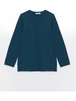 Lcw Grace Bisiklet Yaka Nakışlı Kadın Triko Kazak