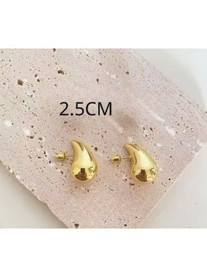 Jewelry Kadın Gözyaşı Damlası Küpe Su Damlası Küpe Küçük Boy Gold Renk