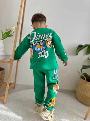 Sacro Kids  Disney Baskılı Eşofman-Sweatshirt 3 Iplik Kışlık Şardonlu Erkek Çocuk Takım