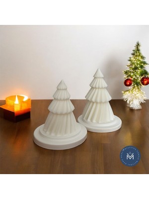 Melusina Candle Dekoratif 2'Lİ Spiral Dönence Çam Model Mum - Kokulu Vegan Soya Wax Mumu