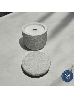 Melusina Candle 3'lü Dekoratif Taş Desenli Beton Kapaklı Model Mumluk ve Kokulu Vegan Soya Wax Mumu