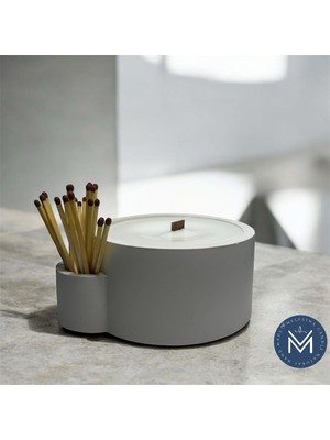 Melusina Candle Dekoratif Kibritli Mumluk ve Kokulu Vegan Soya Wax Mum (Yanında 10 Adet Cam Şişe Kibrit ile Gönderilecektir)