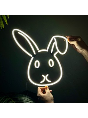 Tol Camp Rabbit Modern Neon LED Işık - Modern ve Şık Metal Üzerine Neon Duvar Dekoru, Beyaz Işık, 30.5 cm x 36 cm