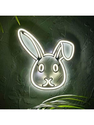 Tol Camp Rabbit Modern Neon LED Işık - Modern ve Şık Metal Üzerine Neon Duvar Dekoru, Beyaz Işık, 30.5 cm x 36 cm