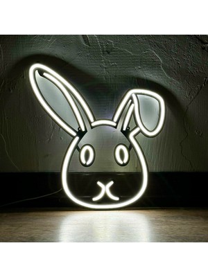 Tol Camp Rabbit Modern Neon LED Işık - Modern ve Şık Metal Üzerine Neon Duvar Dekoru, Beyaz Işık, 30.5 cm x 36 cm