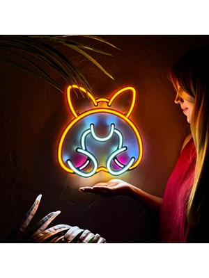 Tol Camp Corgi Neon LED Duvar Dekoru - Modern ve Şık Metal Üzerine Neon Duvar Süsü | 31 cm x 31.5 cm