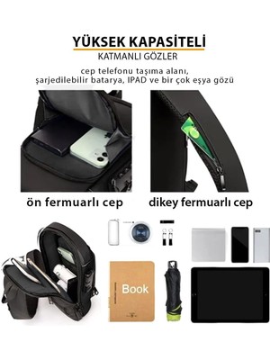 Newish Polo 2404  Body Bag Çapraz Sırt Omuz ve Göğüs Çantası  USB Kablo Çıkışlı Uziko - Suni Deri