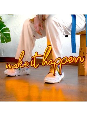 Make It Happen Neon Duvar Yazısı - Metal Üzerine LED Yazı Duvar Dekoru Turuncu LED Işık | 78 cm x 24 cm