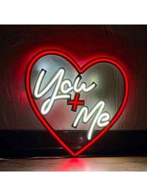 You+Me Neon Duvar Yazısı - Modern ve Şık Metal Üzerine Neon Duvar Dekoru | 59 cm x 49 cm