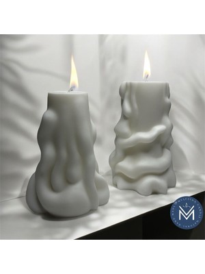 Melusina Candle Dekoratif 2'li Büyük Boy Kök Model Mum - Kokulu Vegan Soya Wax Mumu