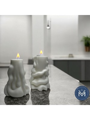 Melusina Candle Dekoratif 2'li Büyük Boy Kök Model Mum - Kokulu Vegan Soya Wax Mumu