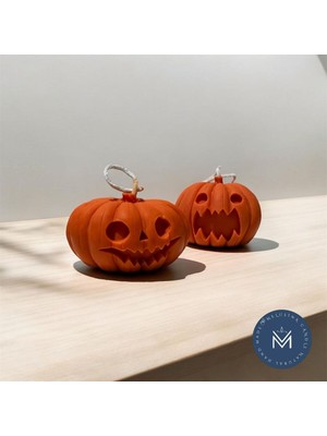 Melusina Candle Dekoratif Halloween Pumpkin 2'li - Balkabağı Mum - Kokulu Vegan Soya Wax Mumu