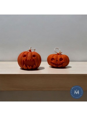 Melusina Candle Dekoratif Halloween Pumpkin 2'li - Balkabağı Mum - Kokulu Vegan Soya Wax Mumu