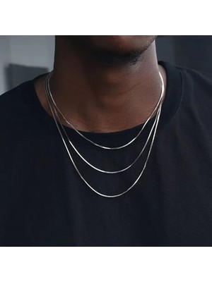 Sjour Erkek 3lü Birleşik Italyan Ezme Model 14 Ayar Altın Kaplama Çelik Zincir Kolye