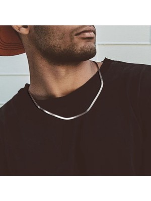 Sjour Erkek Italy Model Silver 14 Ayar Altın Kaplama Parlak Çelik Kolye