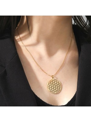 Sjour Lotus Burgu Zincir Model 14 Ayar Altın Kaplama Çelik Kolye