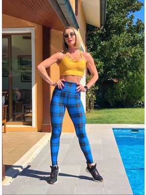 Ekose Desenli ve Fit Toparlayıcı ve Şekillendirici Taytlar – Spor, Tenis, Koşu ve Yoga Için Maksimum Performans