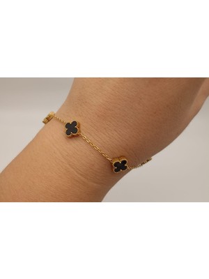 Tılsım Accesories Van Cleef Bileklik Çelik Küçük Siyah Gold