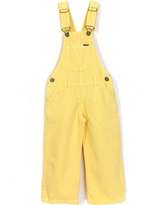 DobaKids Cep Detaylı Boru Paça Kız Çocuk Kot Salopet Tulum Sarı 001-0001931