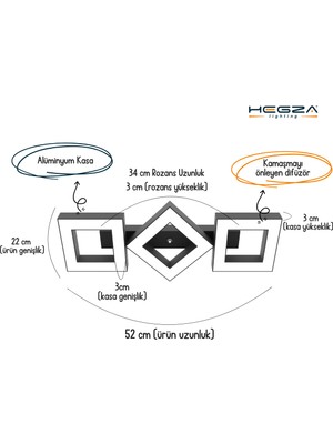 Compagno (Gri Kasa, Beyaz Işık) Ledli Modern Plafonyer LED Avize Salon Mutfak Oturma Odası Yatak Odası Antre Hol LED